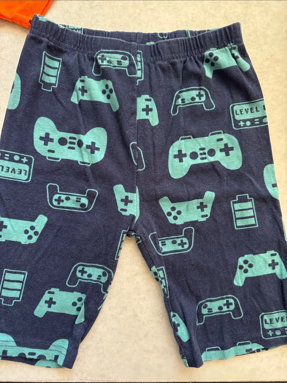Carter kids pjs. Orange 'Game On' Gorilla Tee & Navy Gamer Shorts Set. Size 12